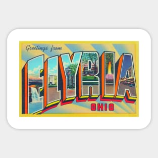 Greetings from Elyria Ohio - Vintage Large Letter Postcard Sticker